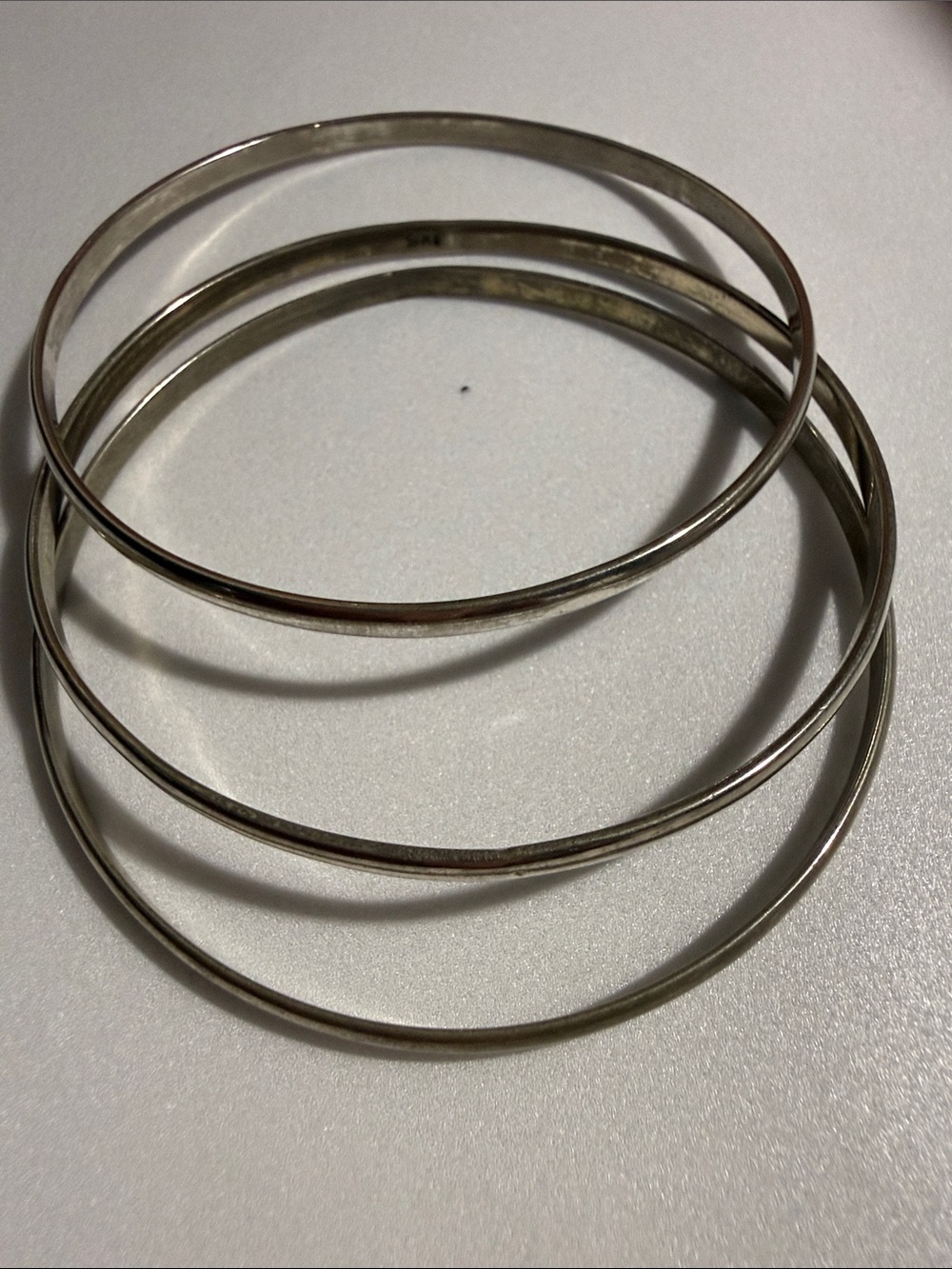Classic Sterling Silver 925 Three (3) Stackable Bangle Bracelets